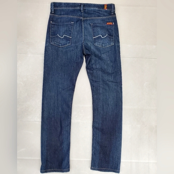 7 For all Mankind Rhigby jeans men's size 30 x 30L dark wash button fly straight - Picture 2 of 10